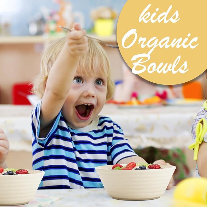 Wheat Straw Bowl Sets,6 PCS Unbreakable Cereal Bowl 36 OZ,Microwave and Dishwasher Safe Bowls,Soup Bowl Sets for Serving Soup,Oatmeal and Salad （Beige）