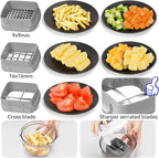 KEOUKE Multifunctional Vegetable Chopper Bowl White - 3 Interchangeable Blades Potato French Fry Cutter with Container & Storage Box Food Chopper Dicer for Cucumber, Tomato, Carrot, Onion