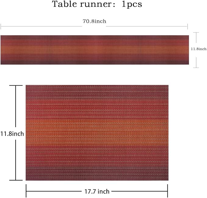 PIGCHCY Placemats Set of 6 and Table Runner,Heat Resistant Vinyl Woven Washable Table mats Sets (6 Placemats+1 Table Runner,Scarlet Red)