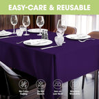 Pureegg Rectangle Table Cloth 60" x 84" – Durable Polyester Tablecloth Offers Reusable & Washable Protection, Ideal for Outdoor Party, Picnic, Wedding, Banquet and Birthday, Purple