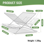 Dish Rack with Drip Tray, Stainless Steel 3-Tier Collapsible Drainer Dish Drying Rack for Kitchen Counter, Sink, Countertop,Cutlery, Dishes Utensils Flatware Holder Set, Reversible Cup Draining Rack