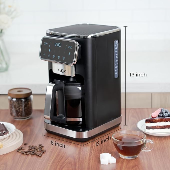 Gevi 12-Cup Programmable Coffee Maker with Touch Screen & Reusable Filter,Smart Drip Coffee Machine with Anti-Drip System, Perfect for Home,Iced Coffee