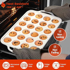 Mini Muffin Pan, Metal Reinforced Frame Mini Cupcake Pans 24 Cups Nonstick Muffin Silicone Molds with Handle for Baking Muffins, Cupcakes, Egg Bites 2 Pack