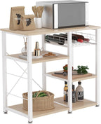 soges 3-Tier Kitchen Baker's Rack Utility Microwave Oven Stand Kitchen Island Cart Standing Multifunction Storage Shelf Kitchen Workstation, Maple