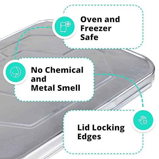 IDL Packaging Aluminum Foil Lids for Full Size Aluminum Steam Table Pans - 21" x 13" (pack of 10) - Disposable Cover for Aluminum Grill Pans - Oven & Freezer Safe - Durable Top for Aluminum Foil Pan