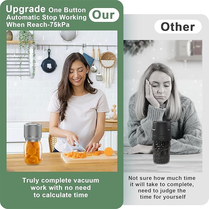 M12 Auto Stop Electric Mason Jar Vacuum Sealer - 2025 Upgrade Smart Jar Vacuum Sealer for Mason Jars with Wide and Regular Mouth Canning Jar Lids Portable Mason Jar Sealer Machine Kit