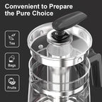 Glass Electric Kettle with Tea Infuser – 1.5L Stainless Steel, 1200W Rapid Boil, Temp & Programmable Control for Teas/Coffee – Black