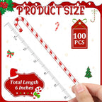 Chengu 100 Pcs Christmas Drink Stirrers Xmas Stir Sticks Bulk Holiday Coffee Stirrers Plastic Swizzle Stick Hot Cocoa Bar Supplies Chocolate Decoration Reusable Cocktail Mixer(Candy Cane)
