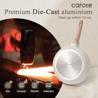 CAROTE Non Stick Frying Pan Skillet, Omelet Pan, Healthy Non Toxic Granite Chef Pan, Induction Compatible Egg Frying Pan with Heat-Resistant Handle, PFOA-Free,Cream White, 8"