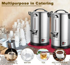 Commercial Coffee Urn Large Coffee Maker 100 Cup Coffee Maker Industrial Coffee Dispenser 1300W Quick Brew Dual Wall Stainless Steel Hot Water Urn Tea Maker Machine for Wedding, Catering, Events