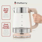 Electric Kettle for Boiling Hot Tea & Water | 1.8L Stainless Steel Borosilicate Glass Boiler With No Plastic, Automatic Shutoff, BPA Free, Fast Heating Technology (Cream)