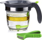 4 Cups Plastic Fat Separator with Bottom Release, Gravy Grease Separator, Soup Oil Separator Measuring Cup