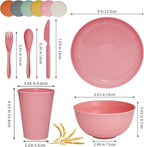 36 pcs Wheat Straw Dinnerware Sets DAPIPIK Unbreakable Reusable Dinnerware Set ，Lightweight Camping Plates Cups and Bowls Set. Dishwasher Microwave Safe Dinnerware