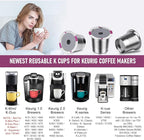 Reusable K Cups, Universal stainless steel Reusable Coffee Pods, Refillable Single K Cups for K 2.0 and 1.0 Coffee Makers
