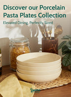Sweese 30 Oz Salad Serving Bowls Set of 6, 8.4 Inch, Porcelain Pasta Plates - Microwave Dishwasher Safe, Beige