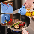 YARRAMATE 16oz/470ml Glass Olive Oil Sprayer for Cooking with Stickers, 2 in 1 Oil Dispenser for Kitchen Gadgets, Food Grade Premium Spray Bottle with Portion Control for Salad, BBQ(SkyBlue)