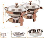 2-Pack Round Chafing Dishes for Buffet, 5QT Stainless Steel Buffet Chafing Set for Catering, Parties & Events-Rose Gold