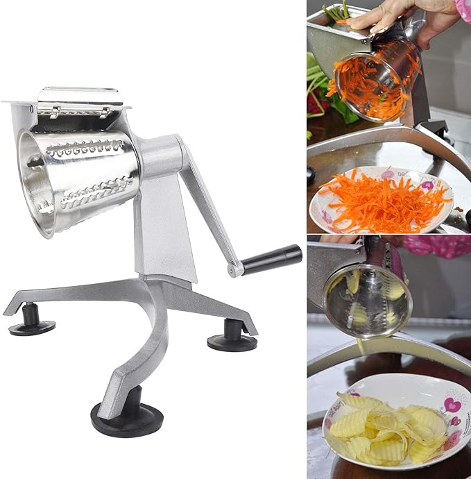 Food, Multi‑Functional Hand Crank Cutter Vegetable Cutter Cheese Grater Nut Grinder Food Processors with 5 for Household Restaurant Kitchen
