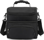 FlowFly Double Layer Cooler Insulated Lunch Bag Adult Lunch Box Large Tote Bag for Men, Women, With Adjustable Strap,Front Pocket and Dual Large Mesh Side Pockets
