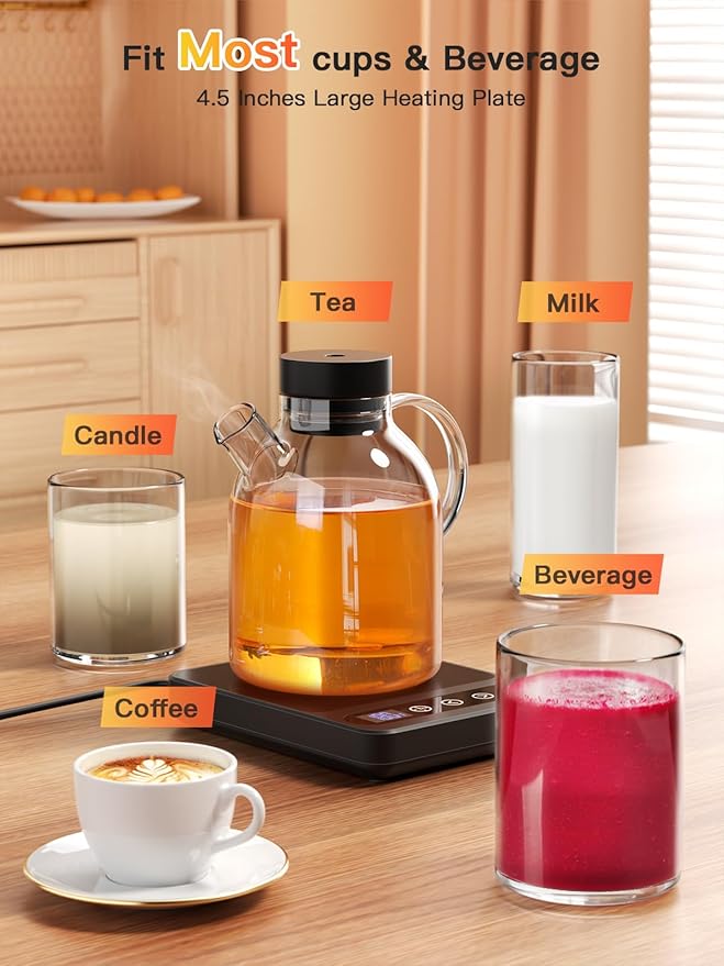 Misby Coffee Warmer, Mug Warmer for Desk with 6 Temp Settings, 12H Timer, Auto Shut Off Coffee Cup Warmer,Smart Coffee Gifts Coffee Warmer Plate Keeps Hot, Fresh for Coffee, Tea, Milk, Beverage,Black