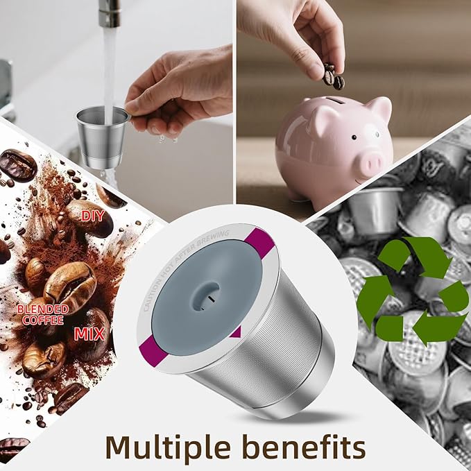 4 Pack Reusable K Cup Coffee Filters, Stainless Steel Refillable K Cup Coffee Pods for Keurig 1.0 and 2.0 Coffee Makers