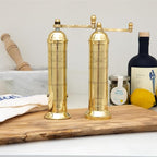 The Original Greek Pepper Mill 10 Inch Tall | European Pepper Mill Grinder with Crank Handle | Manual Pepper Grinder | Peppercorns Refillable - Brass