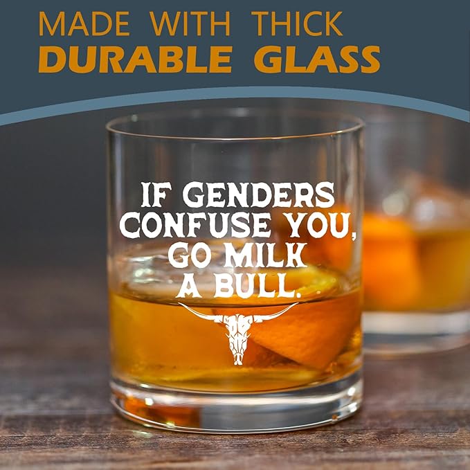 kunlisa Funny Whiskey Glasses, Sarcastic Gifts, Country Rural Humor 10 oz Drinking Rocks Glasses for Women Men Whisky Cocktail Scotch Bourbon Liquor