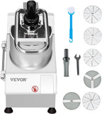 VEVOR Food Processor & Vegetable Chopper, 2 Feeding Holes Food-Grade Stainless Steel Food Processor Chopper with Detachable 6 Blades, 3mm/5mm/7mm/10mm Shredder, 2mm/4mm Slicer, for Vegetables, Fruit