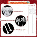36 Pcs Christmas Drink Stirrers,Snowflake Cocktail Stirrers Plastic Swizzle Sticks Reusable Coffee Stirrer Stir Sticks for Winter Holiday Party Coffee Tea Hot Cocoa Bar Supplies Decoration