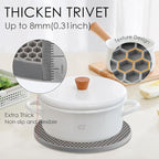 Silicone Trivet Mats, Silicone Pot Holders for Hot Pots and Pans, Heat Resistant Counter Mats for Tables, Countertops, Spoon Rest and Large Coasters, 4 Pack Gray Trivets for Hot Dishes