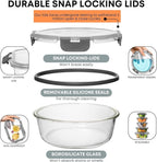 Razab 30 PC Glass Food Storage Containers with Lids - Reusable Glass Meal Prep Containers for Lunch & Leftovers - Airtight & Leakproof Snap Locking Lids - Oven, Freezer, Microwave & Dishwasher Safe