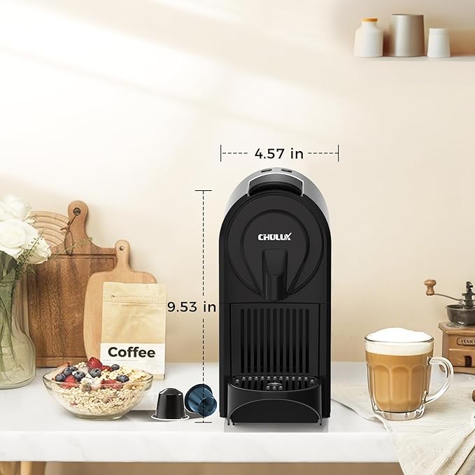 CHULUX Compact Espresso Machine, 20 Bar Single Serve Coffee Maker, Dual Brew Sizes for Espresso and Lungo, 1400W Rapid Brewing, Mystic Gray (Upgrade Model)
