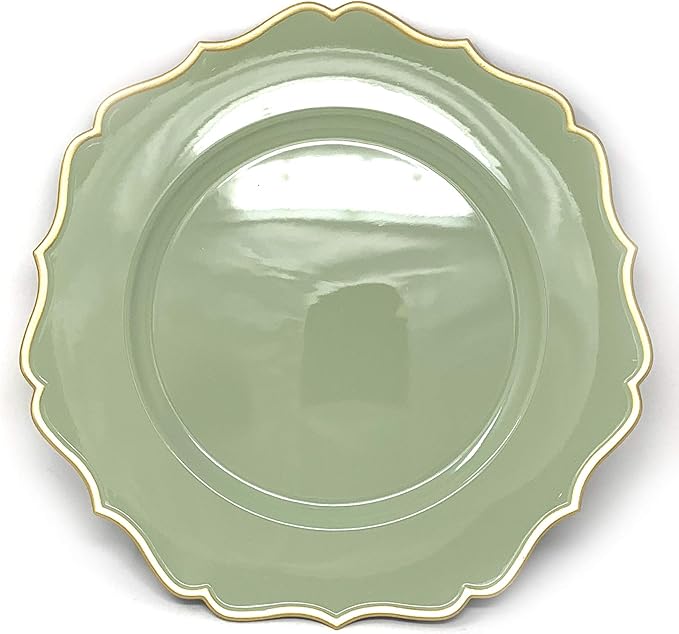 allgala 13-Inch 6-Pack Heavy Quality Round Charger Plates-Floral Sage-HD80346