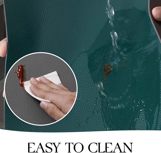 MOSAYT Vinyl Placemats Set of 8, Heat Resistant Place Mats 100% Waterproof Washable & Wipeable Faux Leather Reversible Table Mats for Kitchen Dining Party Indoor Outdoor, 12" x 17", Grey/Teal