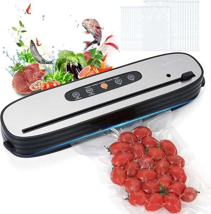 Cordless Vacuum Sealer for Food - Portable Food Saver Machine with Dry/Moist Modes, Rechargeable Design, Child Lock & Built-in Cutter - Ideal Food Vacuum Sealer Machine for Kitchen Storage