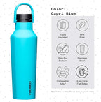 Corkcicle Sport Canteen - Keeps Drinks Cold 25 Hours - Stainless Steel Water Bottle - Triple-Insulated - Spill-Proof - Summer Drinkware Gift - Keeps Drinks Ice Cold - 20 oz - Capri Blue
