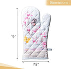 Maison d' Hermine Oven Gloves 100% Cotton Oven Mitt 7" x 13" with Loop Heat Resistant, BBQ, Cooking Gloves, Baking, Grilling, Kitchen, Handling Hot Pans Spring/Summer (Pack of 1, Blossoms in Spring)