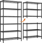 6 Tier Adjustable Storage Shelves,Heavy Duty Metal Utility Shelf 1500LBS Capacity Wire Shelving Unit Organizer Rack for Home Kitchen Pantry Room 14" D x 36" W x 72" H Black