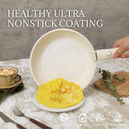 Ceramic Cookware Set Non Stick 8Pcs Pots and Pans Set Detachable Handle Induction Kitchen Cooking Set with Frying Pans Oven Dishwasher Safe, PFAS/PFOA Free, Cream White