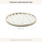 MACKENZIE-CHILDS Enamel Round Tray, Unique Serving Platter for Food and Drinks, Gray-and-White Sterling Check