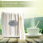 Bamboo Coffee Stirrers Individually Wrapped 200 Count – Coffee Stir Sticks 7 inch Coffee Bar Disposable individually wrapped coffee stirrers for Coffee and Cocktail