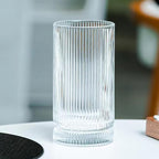 Ribbed Highball Glasses 16 oz - Set of 4 Vertical Drinking Glassware - Fits For Home Bars, Offices, or Restaurants - Water Glass Cups Dishwasher Safe