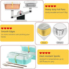 LNYZQUS 30oz Small Baking Pans with Lids 25 Pack, 7” x 5” Aluminum Foil Containers Individual Cake Tins, Heavy Duty Takeout Leftover Containers Meal Prep Holders for Oven-Blue