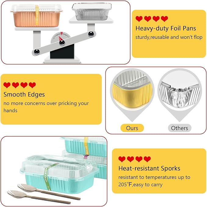 LNYZQUS 30oz Small Baking Pans with Lids 25 Pack, 7” x 5” Aluminum Foil Containers Individual Cake Tins, Heavy Duty Takeout Leftover Containers Meal Prep Holders for Oven-Blue