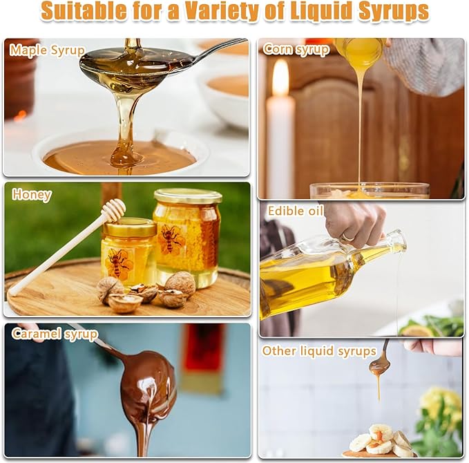 Honey Dispenser No Drip with Stand, 12 OZ Glass Honey Jar, Syrup Dispenser, Easy One Hand Use Honey Pot for Coffee or Tea, Mess Free Honey Dispenser for Syrup, Honey Container (2PCS Black)