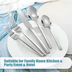 DEACORY Silverware Set Flatware Set Cutlery Set Stainless Steel Hexagon Handle Silver Mirror Finished 20 Pieces Service for 4