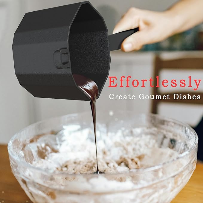 Cast Iron Sauce Pan with Lid, Small Cast Iron Basting Pot with Silicone Basting Brush, Spatula & Heat-Resistant Gloves, Mini Butter Melting Pot for BBQ Sauce, Braising, Stir-Fry & Casserole