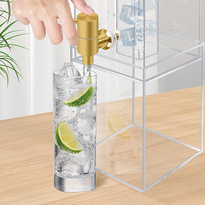 Beverage Dispenser with Stand, 2 Gallon Drink Dispenser, Drink Dispensers for Parties, Individual Ice Container, Acrylic Stand