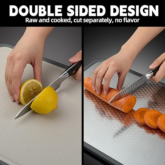 Cutting Board Double Sided,Large Size 11.8” x 15.6 ”，Food Grade 304 Stainless Steel Kitchen Cutting Board,Stainless Steel and Wheat Straw PP,Eco-friendly and easy to clean(1pcs)
