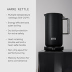 Aarke Stainless Steel Kettle - Perfect for Coffee and Tea Maker Enthusiasts, Non-Drip Spout, Double-Wall Construction, Dry Boil Protection, Heat-Safe Handle, LED Cool-Down Indicator, 1.2L (Black)